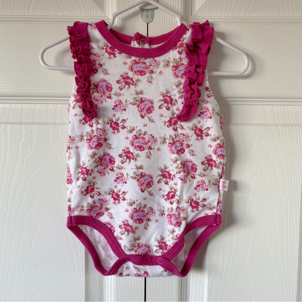 Princess Rose 12M Baby Girl Pink Floral Bodysuit Onesie